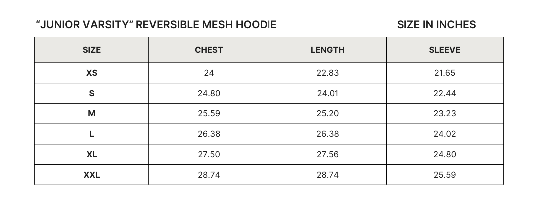 JUNIOR VARSITY REVERSIBLE MESH HOODIE